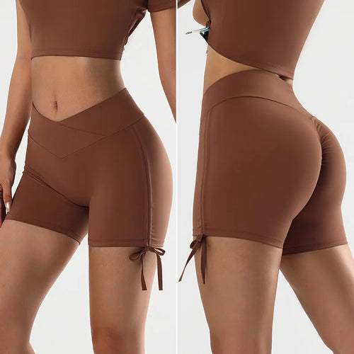 High Waist Yoga Sports Shorts V-shaped Tight Fitting Hip Adjustable