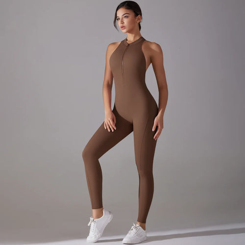 Sexy Hollow Backless Scrunch Sporty Jumpsuit Raises Butt Woman Gym Set