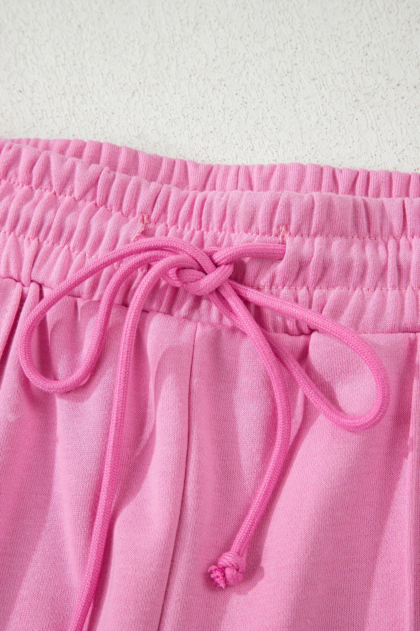 Solid V-Neck Pullover and Drawstring Sweatpants Set