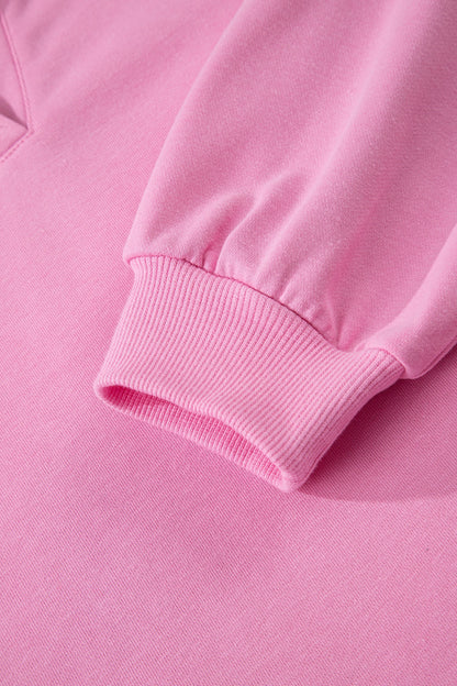 Solid V-Neck Pullover and Drawstring Sweatpants Set