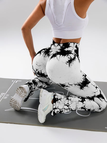 High-Waist Tummy Control Flare Yoga Pants For Women, Tie-Dye Stretch