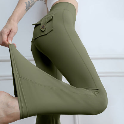 Yoga Fitness Flared Pants With Pockets Ins Fashion Slim High Waist