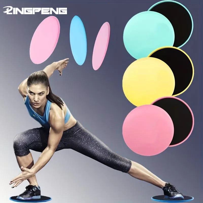 2pcs Solid Color Yoga Sliding Discs, Yoga Fitness Foot Sliding Pads,