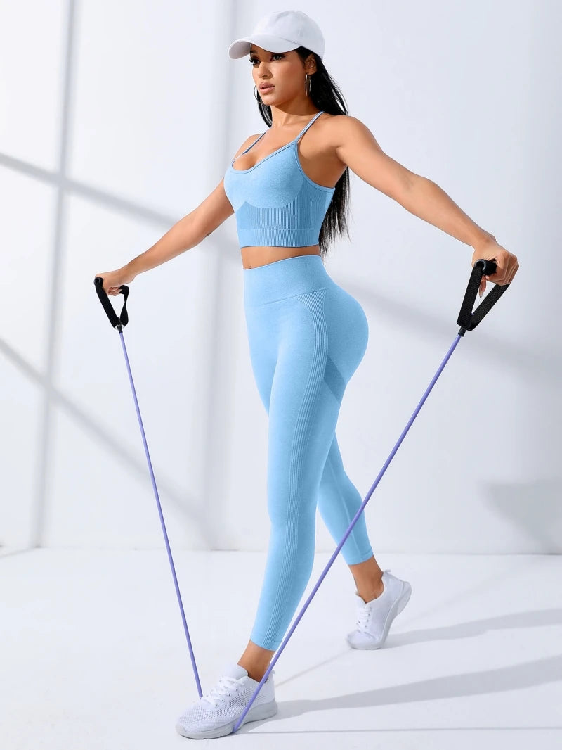 Women Yoga Set 2/Pcs Seamless Workout Outfits Yoga Sportswear