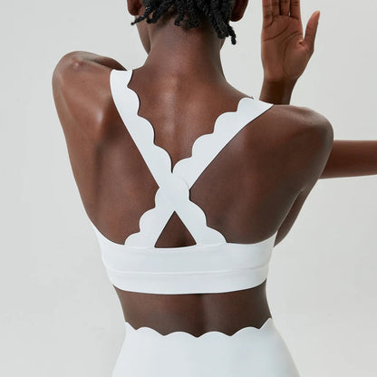 Women Solid Color Gym Suit Two Pieces Fitness Yoga Set Super Streth