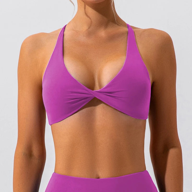 Sexy Gym Top Women Crease Sports Bra Running Back Cross Yoga Bra
