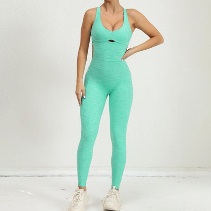 Women's Yoga Rompers One Piece Tummy Control Seamless Ribbed Jumpsuit