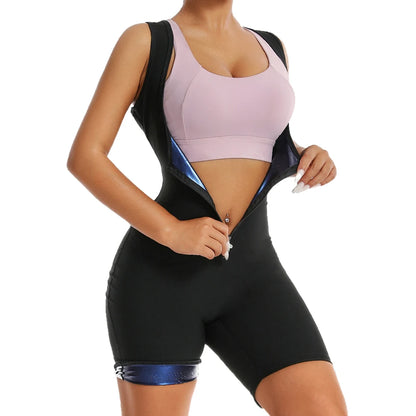 Women Hot Thermo Sauna Bodysuit One Piece Jumpsuit Shapewear Fitness