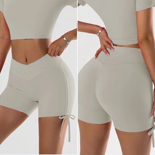 High Waist Yoga Sports Shorts V-shaped Tight Fitting Hip Adjustable
