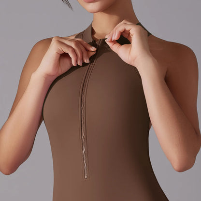 Sexy Hollow Backless Scrunch Sporty Jumpsuit Raises Butt Woman Gym Set