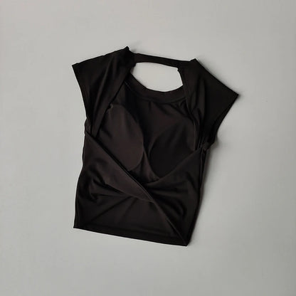 Sexy Short Backless Fixed Chest Pad Sports T-shirt Vest Women's Tight