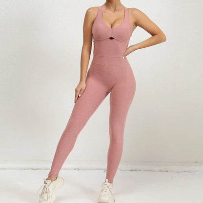 Women's Yoga Rompers One Piece Tummy Control Seamless Ribbed Jumpsuit