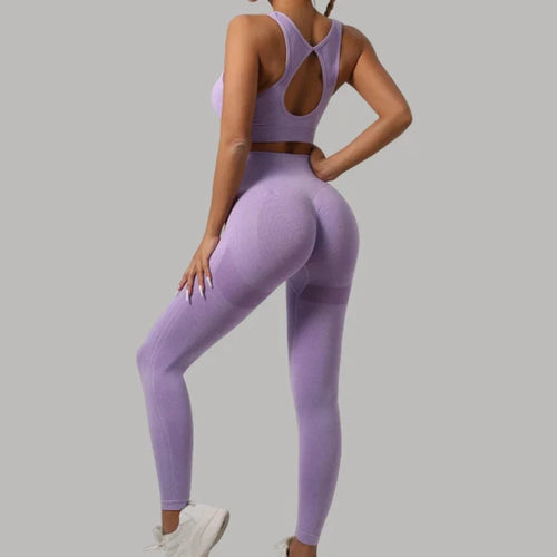 Mileegirl 2pcs Woemen's Sport Sets, Push Up Yoga Pants, Hollow Back