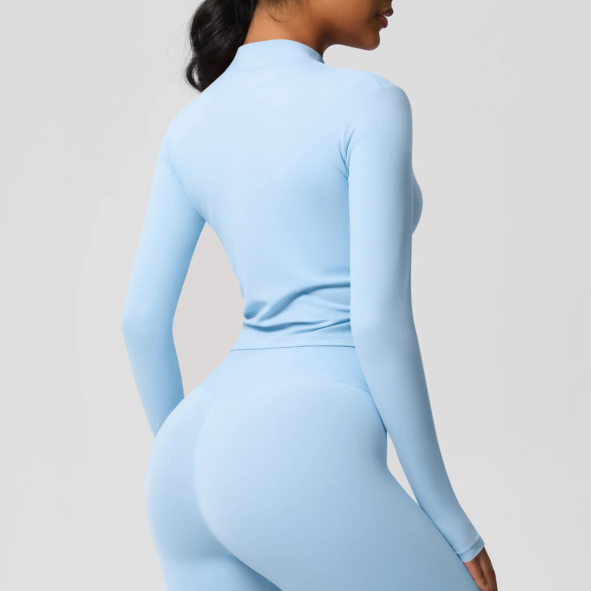 Zipper Jacket Women Crop Top Seamless Yoga Jacket  Solid Sports Top