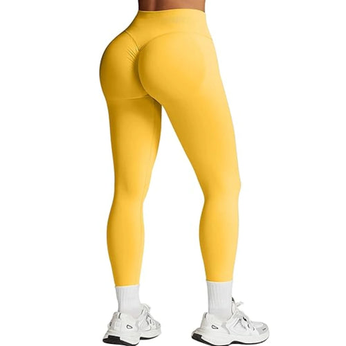 Seamless Women Solid Waist Yoga Pants Three-section Waist Sexy