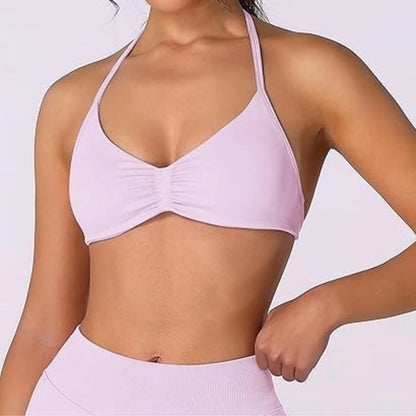 Strappy Bra Top Women High Support Thin Strap Halter Sport Seamless