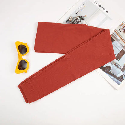 CHRLEISURE Seamless Sports Set Women Fitness Outfit Rib Yoga Suit