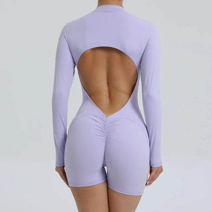 Seamless Yoga Zipper Jumpsuits Sports Fitness Beauty Back Hip-Lifting