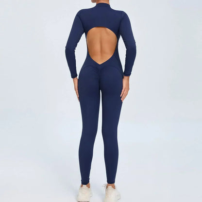 Seamless Yoga Zipper Jumpsuits Sports Fitness Beauty Back Hip-Lifting