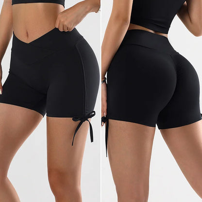 High Waist Yoga Sports Shorts V-shaped Tight Fitting Hip Adjustable