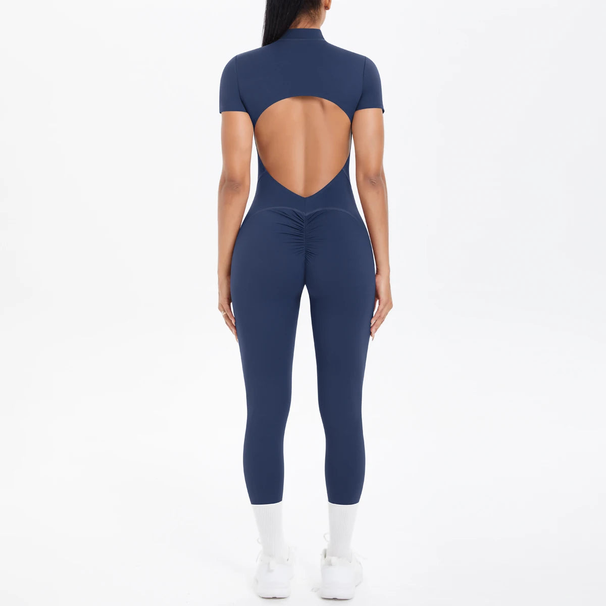 Sexy Backless Bodycon Scrunch Jumpsuit Raises Butt Women Dance Fitness
