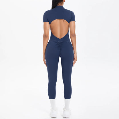 Sexy Backless Bodycon Scrunch Jumpsuit Raises Butt Women Dance Fitness