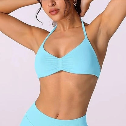 Strappy Bra Top Women High Support Thin Strap Halter Sport Seamless
