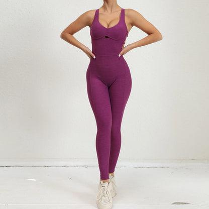 Women's Yoga Rompers One Piece Tummy Control Seamless Ribbed Jumpsuit