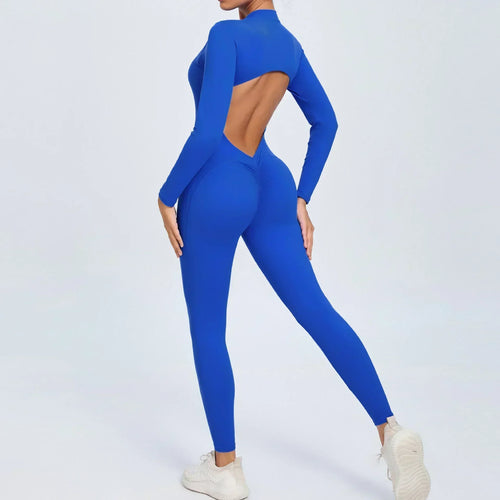 Seamless Yoga Zipper Jumpsuits Sports Fitness Beauty Back Hip-Lifting