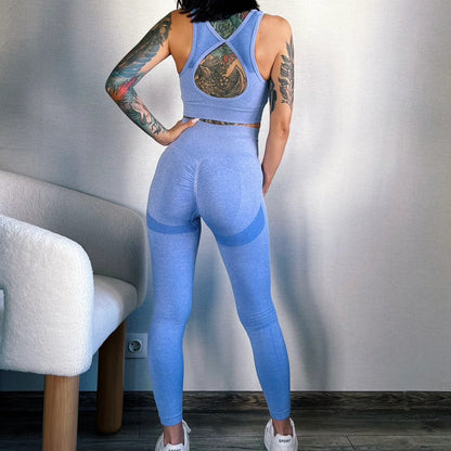 Mileegirl 2pcs Woemen's Sport Sets, Push Up Yoga Pants, Hollow Back