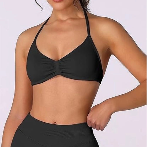 Strappy Bra Top Women High Support Thin Strap Halter Sport Seamless