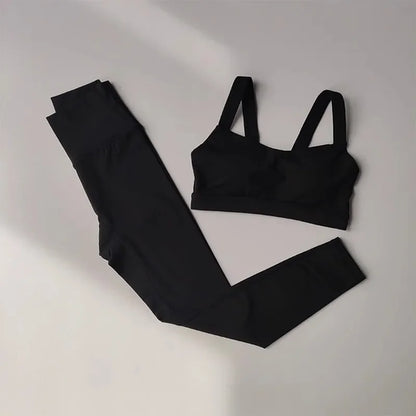 Seamless Yoga Suit Women Sports Bra High Waist Leggings Shorts Outfit
