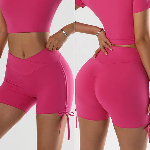 High Waist Yoga Sports Shorts V-shaped Tight Fitting Hip Adjustable