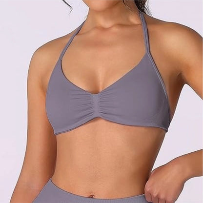 Strappy Bra Top Women High Support Thin Strap Halter Sport Seamless