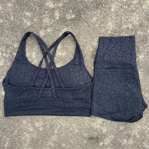 Yoga Clothes Set 2 Piece Gym Sports Shorts Set Women Cross Back Bra