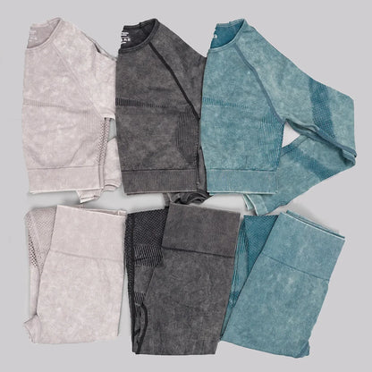 Mileegirl 2pcs Gym Sets Women, Seamless Sports Pants  Hollow Out