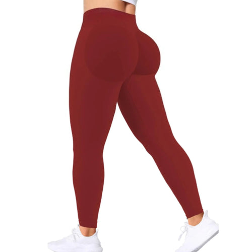 Seamless Women Solid Waist Yoga Pants Three-section Waist Sexy