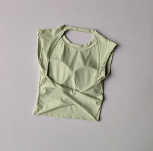 Sexy Short Backless Fixed Chest Pad Sports T-shirt Vest Women's Tight