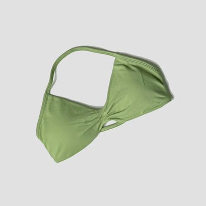 Women Halter Sports Bra Push Up Strappy Sexy Open Back Gym Crop Top