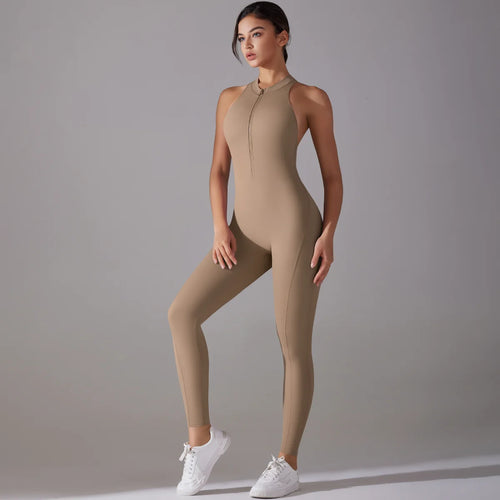 Sexy Hollow Backless Scrunch Sporty Jumpsuit Raises Butt Woman Gym Set