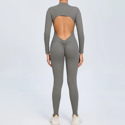 Seamless Yoga Zipper Jumpsuits Sports Fitness Beauty Back Hip-Lifting