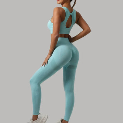 Mileegirl 2pcs Woemen's Sport Sets, Push Up Yoga Pants, Hollow Back