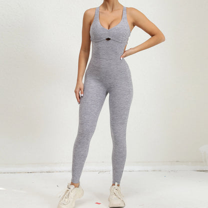 Women's Yoga Rompers One Piece Tummy Control Seamless Ribbed Jumpsuit