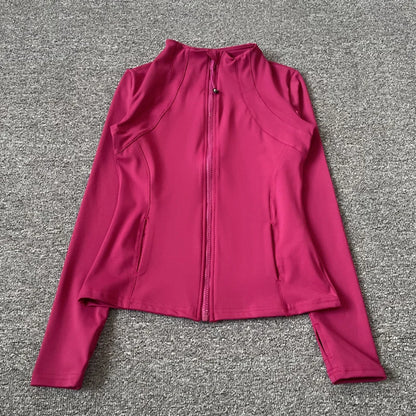 Quick Dry Stand Up Collar Fitness Jacket For Women Slim-Fit Zipper