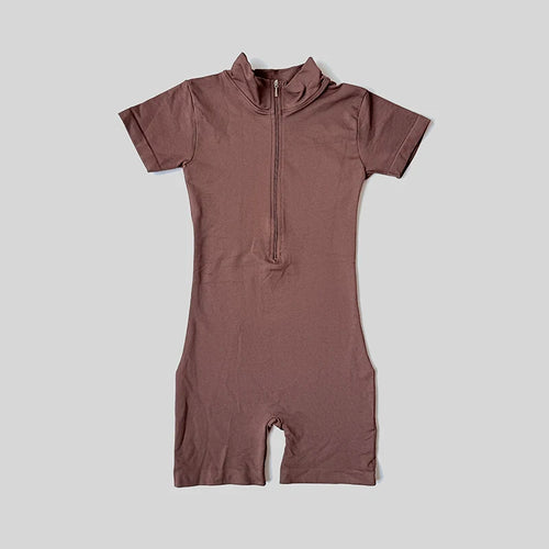 Summer Short Sleeve Zipper Jumpsuit Sports Wear Gym Fitness Sports