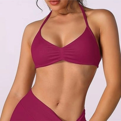 Strappy Bra Top Women High Support Thin Strap Halter Sport Seamless