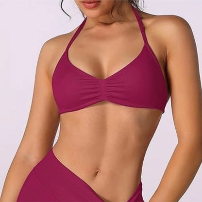 Strappy Bra Top Women High Support Thin Strap Halter Sport Seamless