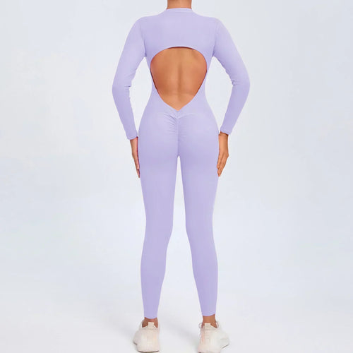 Seamless Yoga Zipper Jumpsuits Sports Fitness Beauty Back Hip-Lifting