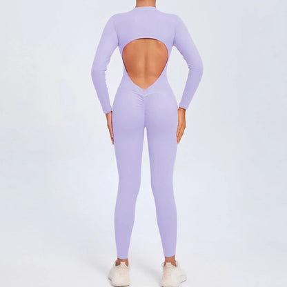 Seamless Yoga Zipper Jumpsuits Sports Fitness Beauty Back Hip-Lifting
