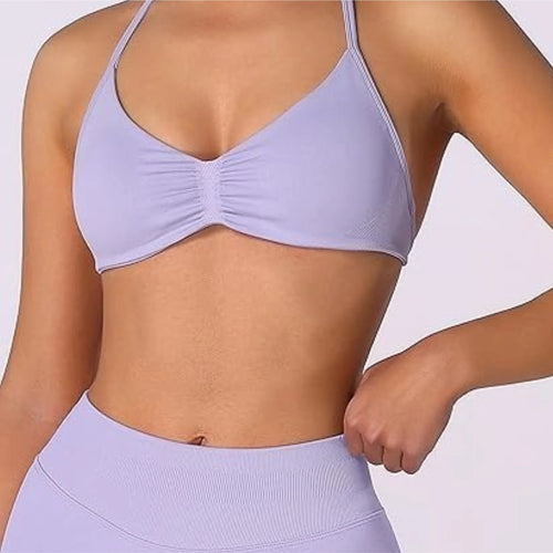 Strappy Bra Top Women High Support Thin Strap Halter Sport Seamless